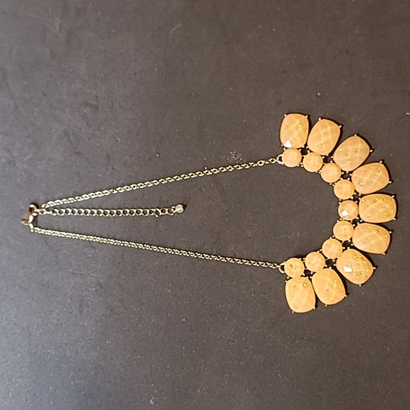 NWT Sunshine Yellow Beige With Gold Flakes Statement Necklace Chunky - Picture 2 of 5